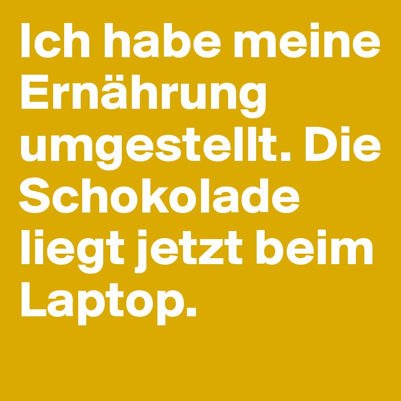 Ich habe meine Ernährung umgestellt. Die Schokolade liegt jetzt beim Laptop.
