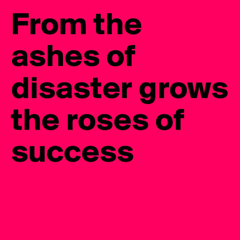 From the ashes of disaster grows the roses of success
