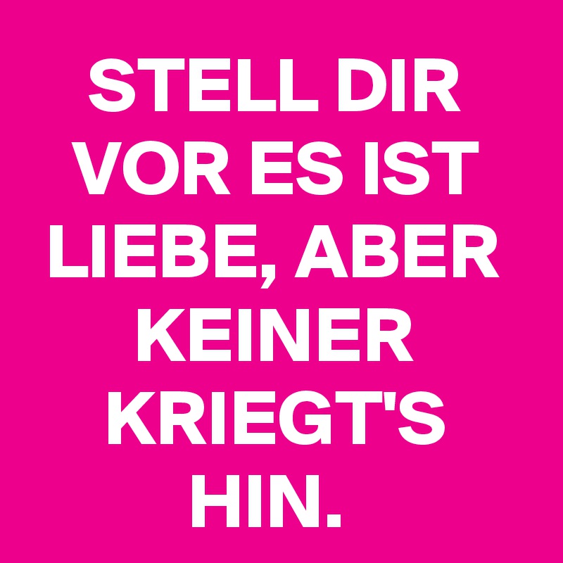 STELL DIR VOR ES IST LIEBE, ABER KEINER KRIEGT'S HIN. 