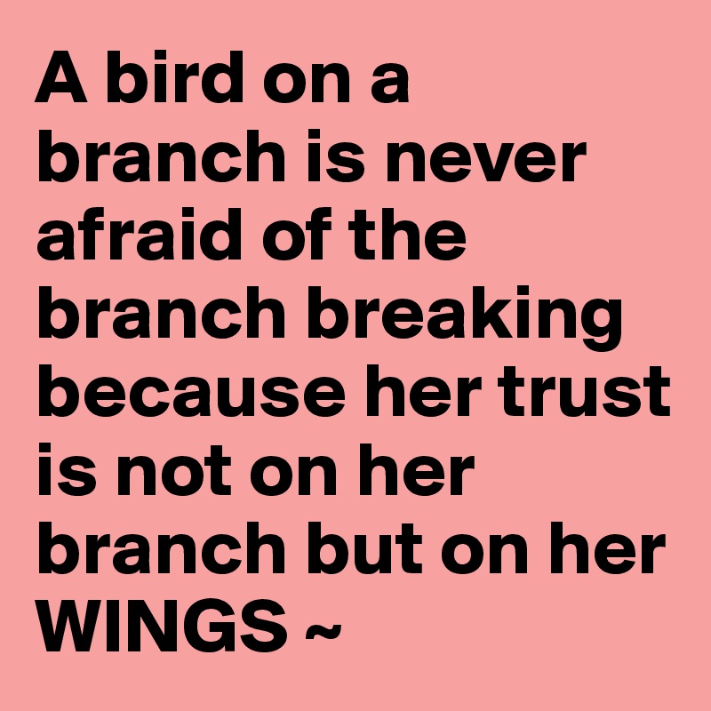 A bird on a branch is never afraid of the branch breaking because her ...