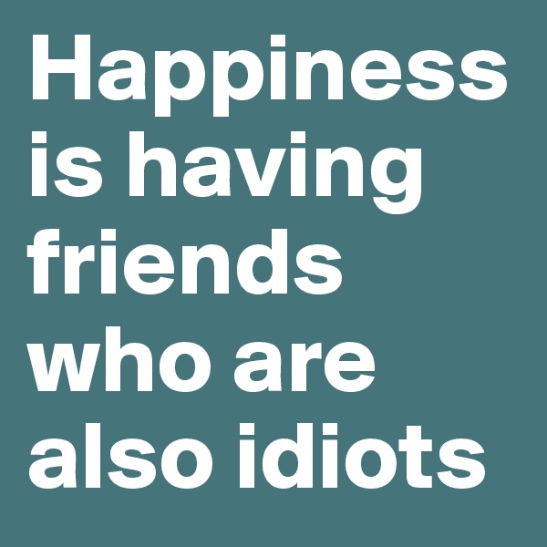 Happiness is having friends who are also idiots