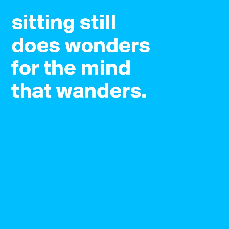 sitting still
does wonders
for the mind
that wanders.




