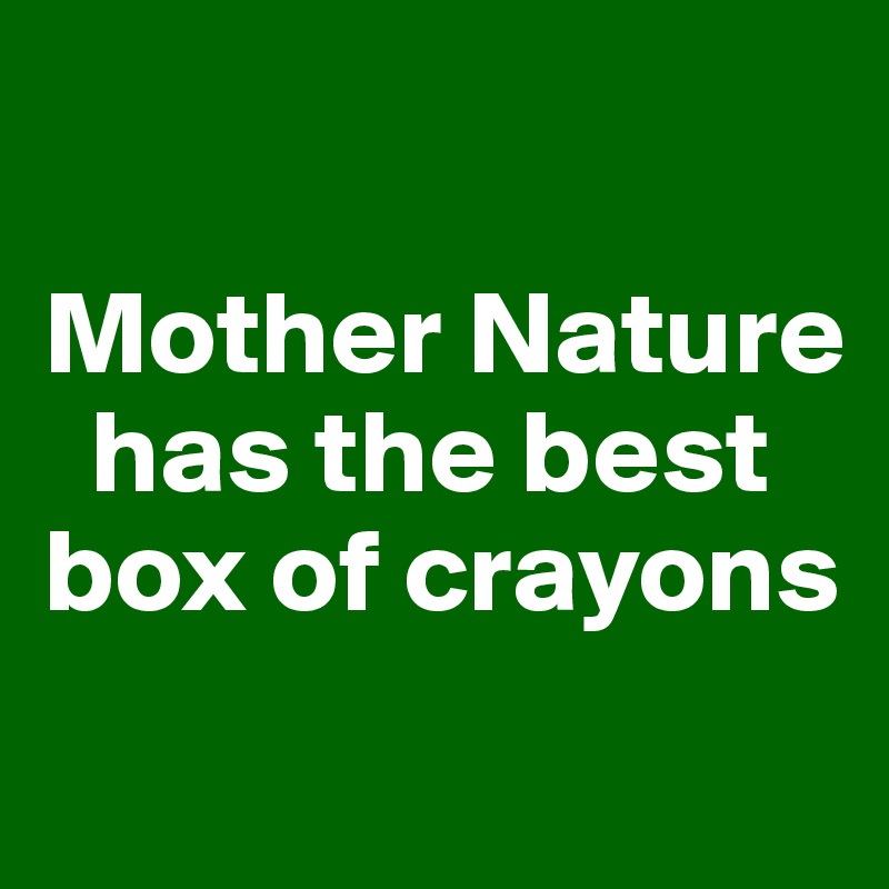 

Mother Nature  
  has the best  
box of crayons
