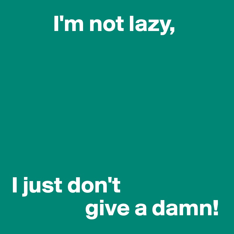          I'm not lazy,






I just don't
                give a damn!