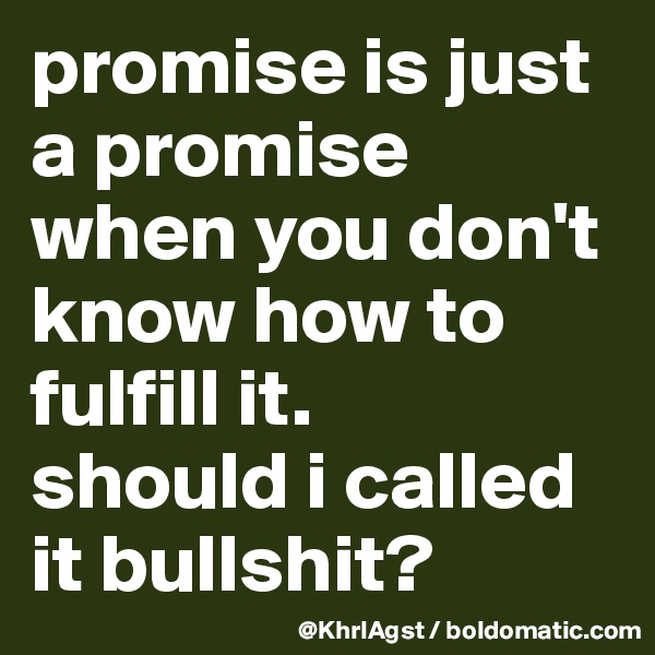 promise is just a promise when you don't know how to fulfill it.
should i called it bullshit?