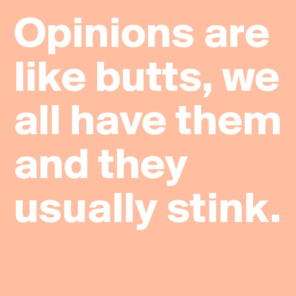 Opinions are like butts, we all have them and they usually stink.