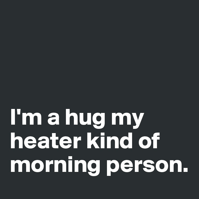 



I'm a hug my heater kind of morning person.