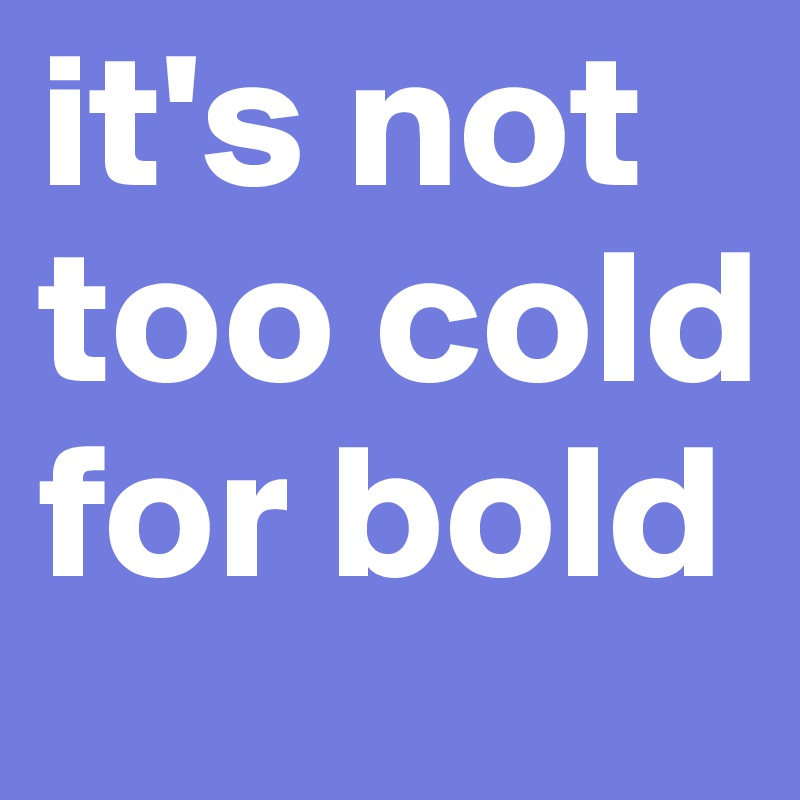 it's not too cold for bold