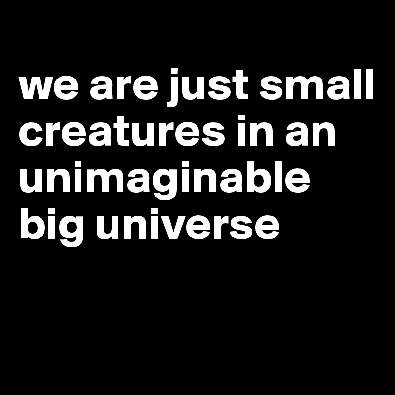 
we are just small creatures in an unimaginable big universe

