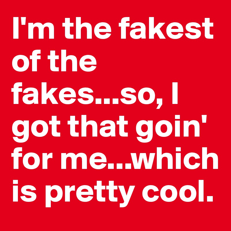 I'm the fakest of the fakes...so, I got that goin' for me...which is pretty cool.