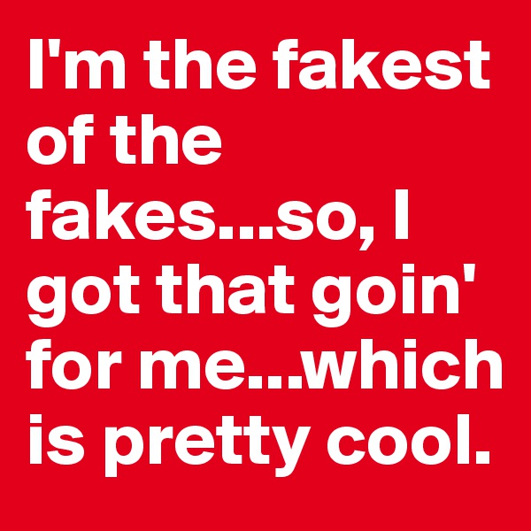 I'm the fakest of the fakes...so, I got that goin' for me...which is pretty cool.