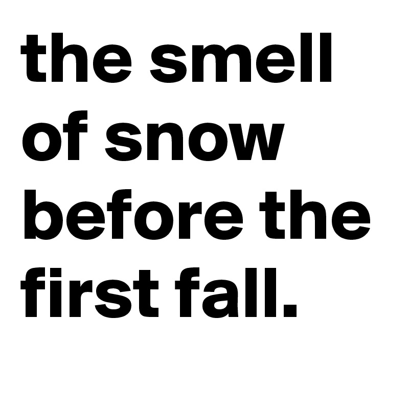 the smell of snow before the first fall.