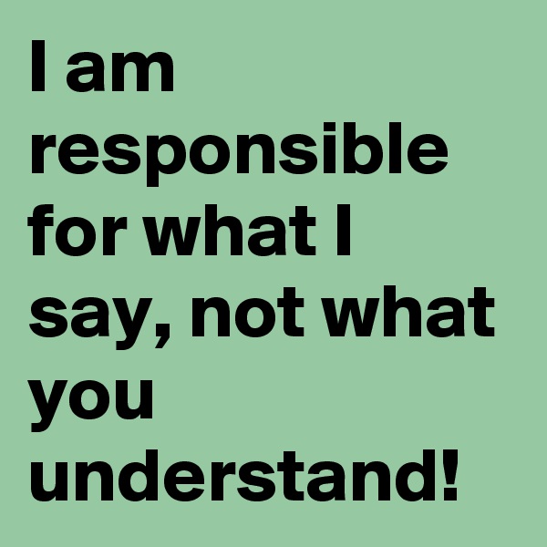 I am responsible for what I say, not what you understand!