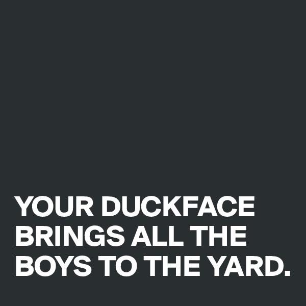 





YOUR DUCKFACE BRINGS ALL THE BOYS TO THE YARD.