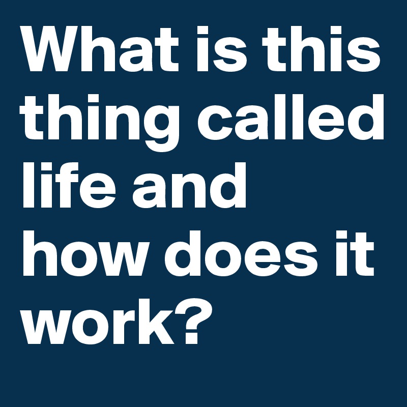 What is this thing called life and how does it work?