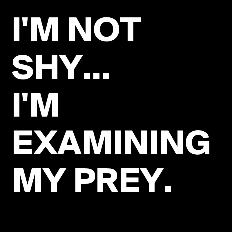 I'M NOT SHY...
I'M EXAMINING MY PREY.