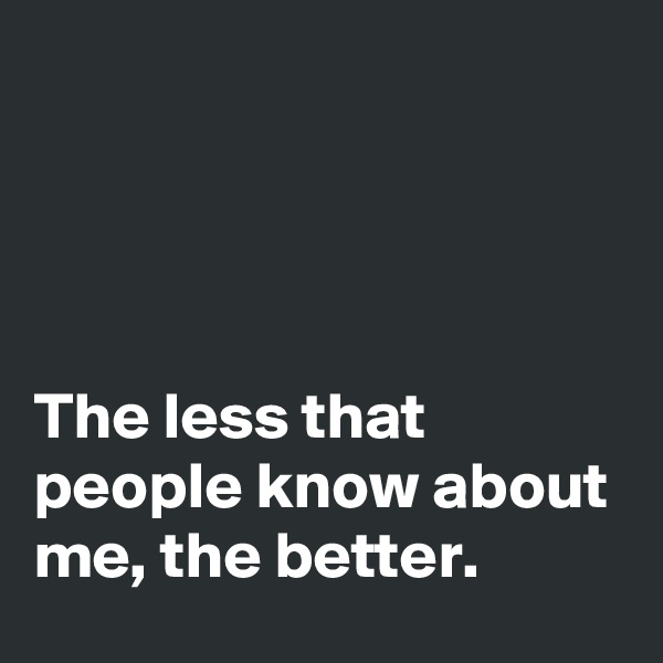 




The less that people know about me, the better. 