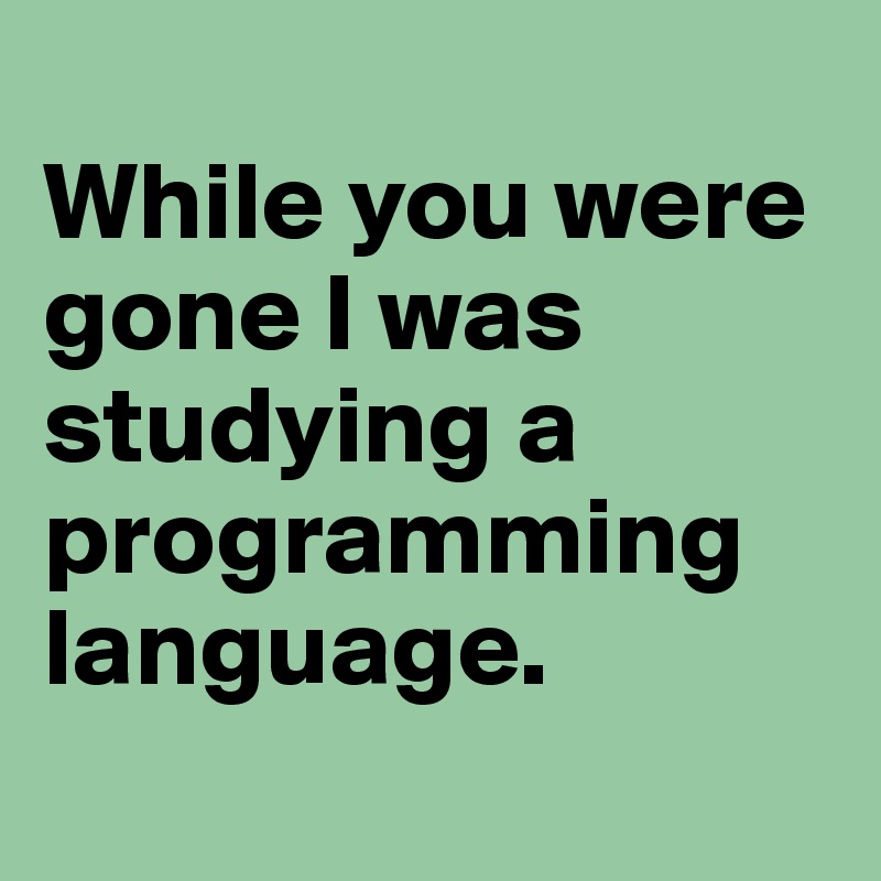 
While you were gone I was studying a programming language.
