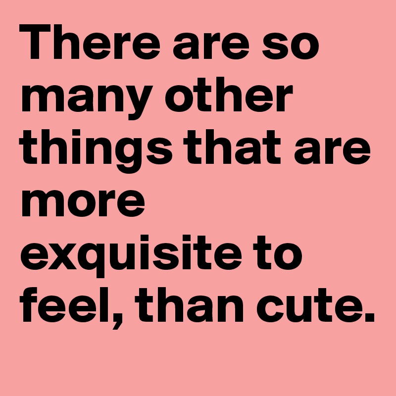 There are so many other things that are more exquisite to feel, than cute.
