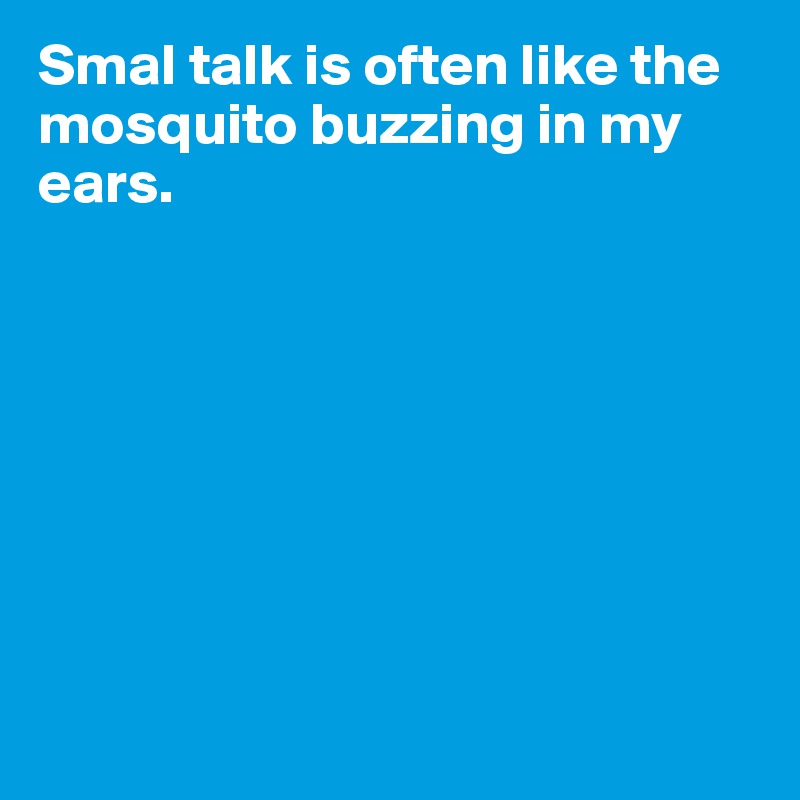 Smal talk is often like the mosquito buzzing in my ears.








