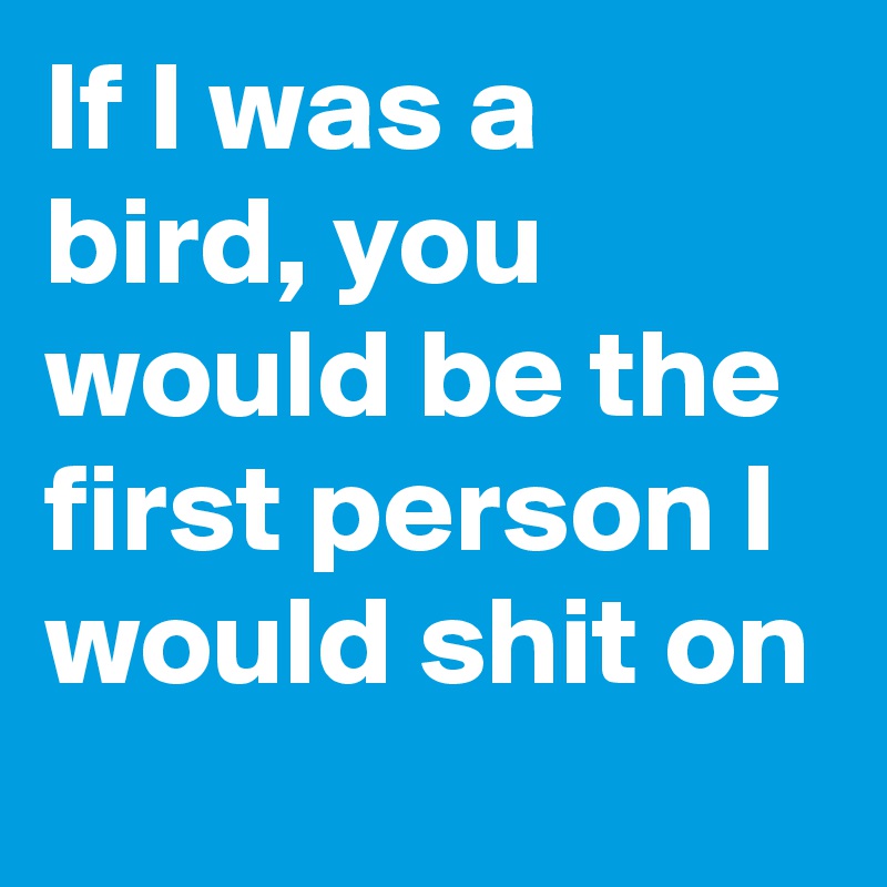 If I was a bird, you would be the first person I would shit on 