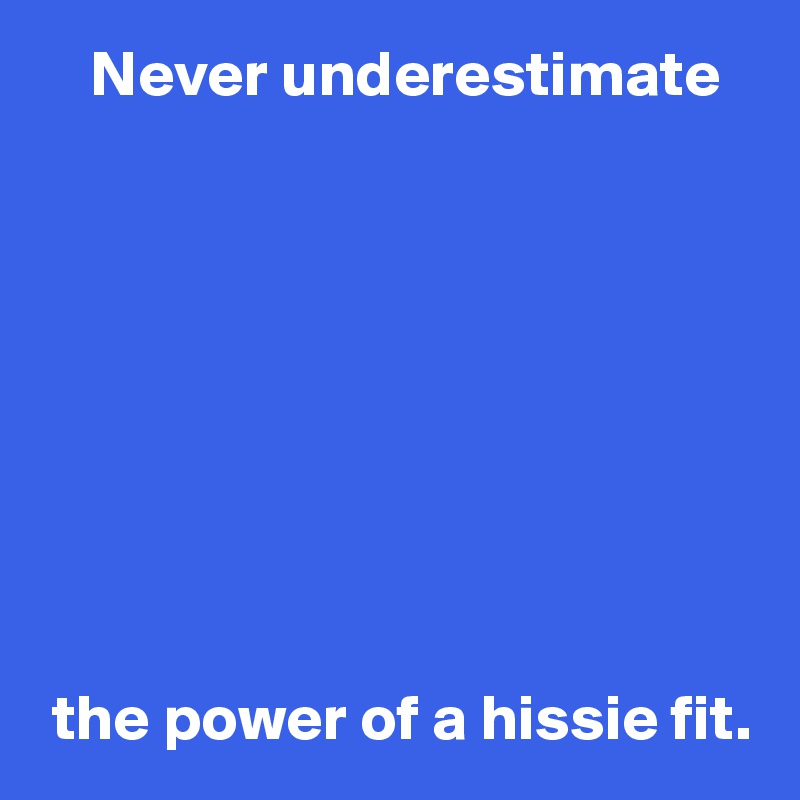     Never underestimate









 the power of a hissie fit.