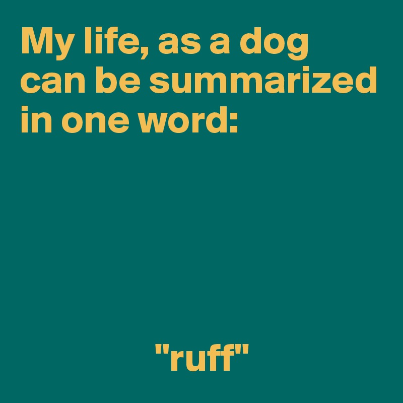 My life, as a dog can be summarized in one word: 





                 "ruff"
