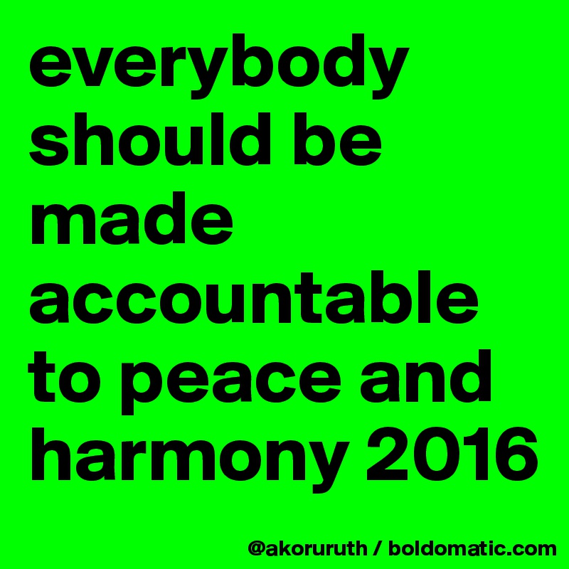 everybody should be made accountable to peace and harmony 2016
