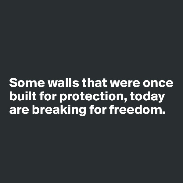 




Some walls that were once built for protection, today are breaking for freedom.



