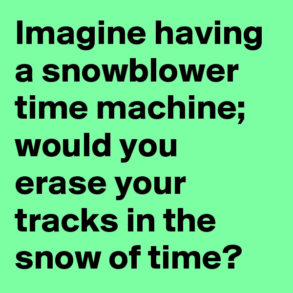 Imagine having a snowblower time machine; would you erase your tracks in the snow of time?