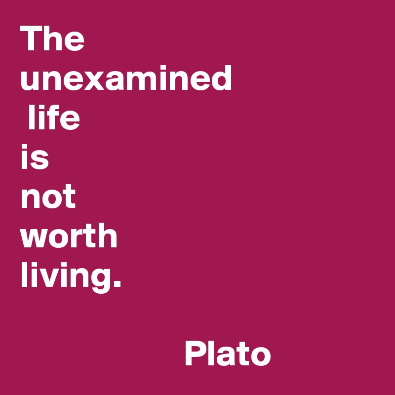 The 
unexamined
 life
is
not
worth
living.

                      Plato