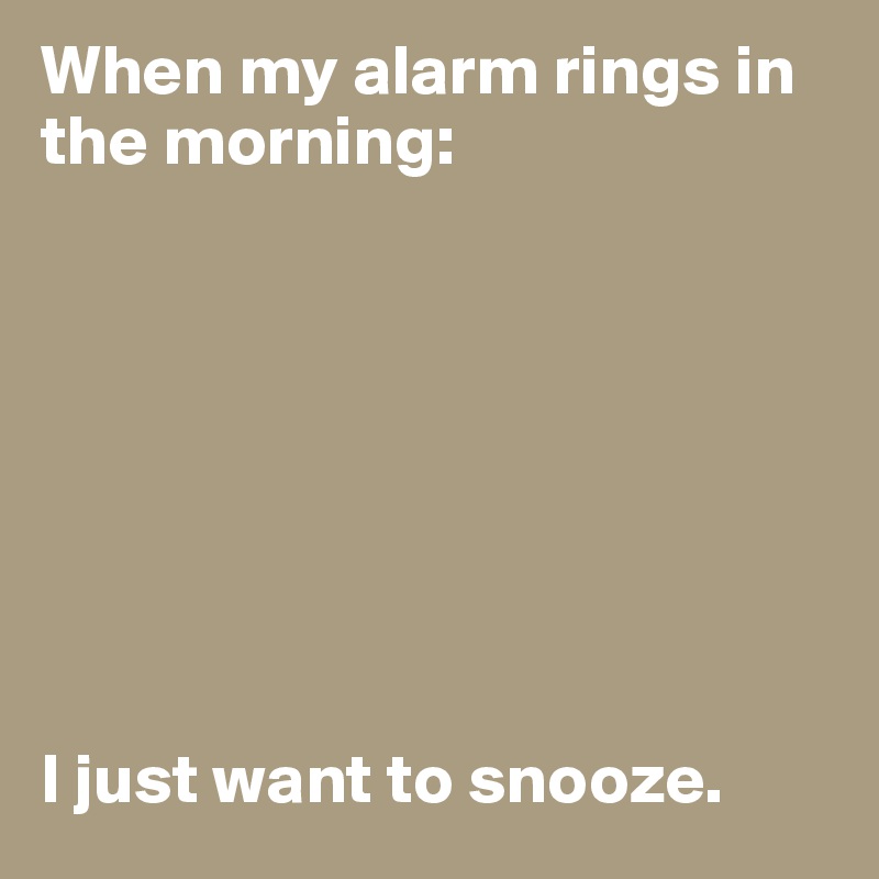 When my alarm rings in the morning:                                








I just want to snooze. 