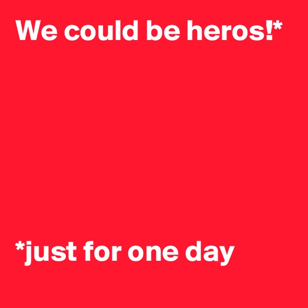 We could be heros!*






*just for one day