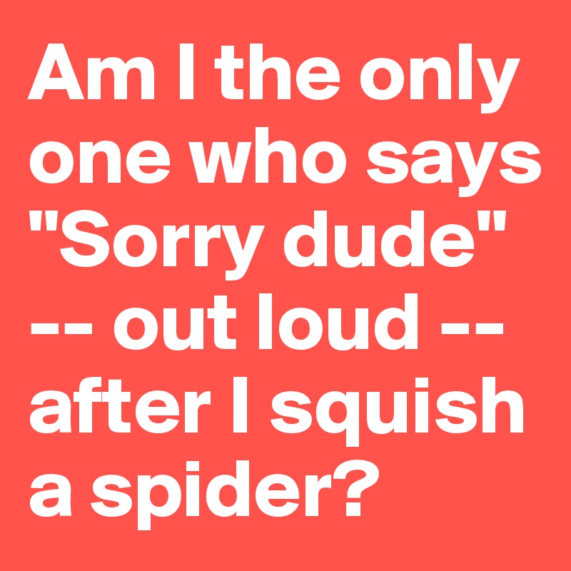 Am I the only one who says "Sorry dude" -- out loud -- after I squish a spider?