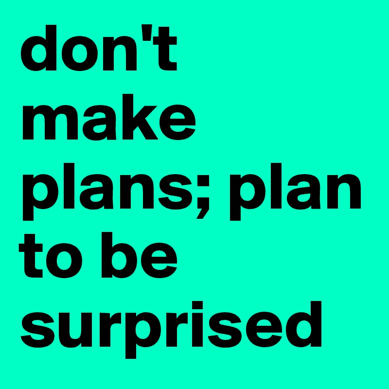 don't make plans; plan to be surprised 