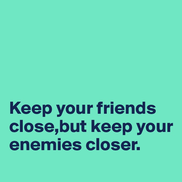 




Keep your friends close,but keep your enemies closer.