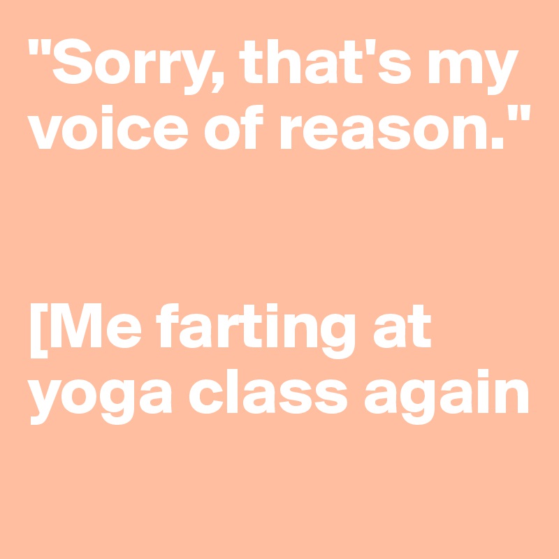 "Sorry, that's my voice of reason."


[Me farting at yoga class again