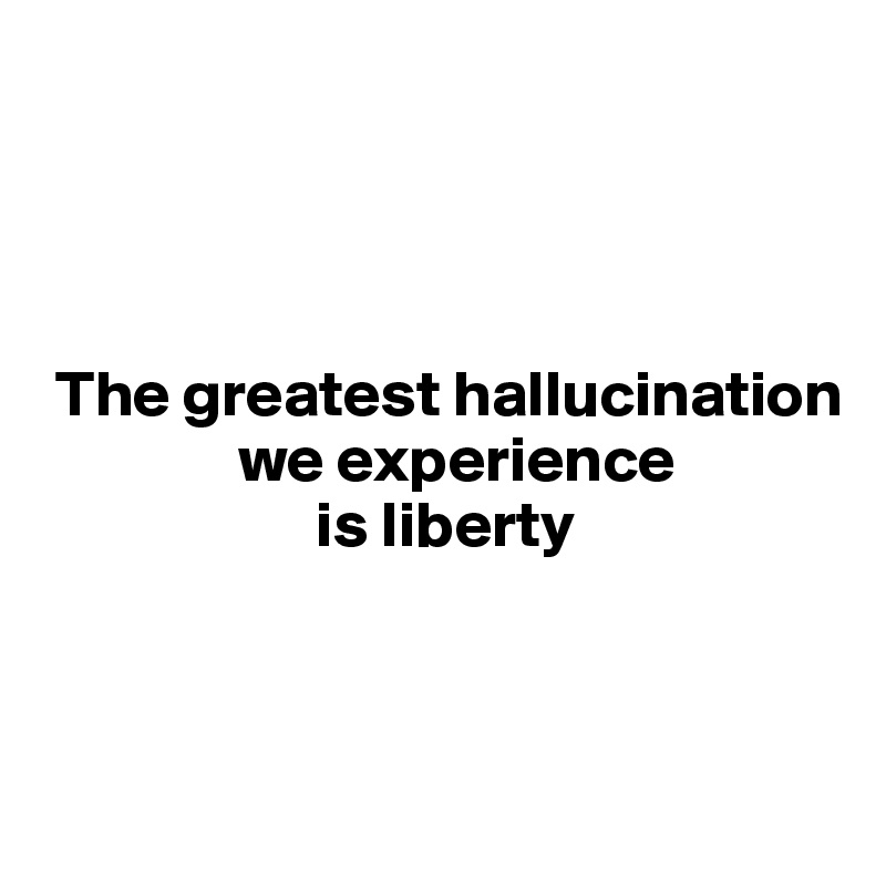 




 The greatest hallucination  
               we experience
                     is liberty



