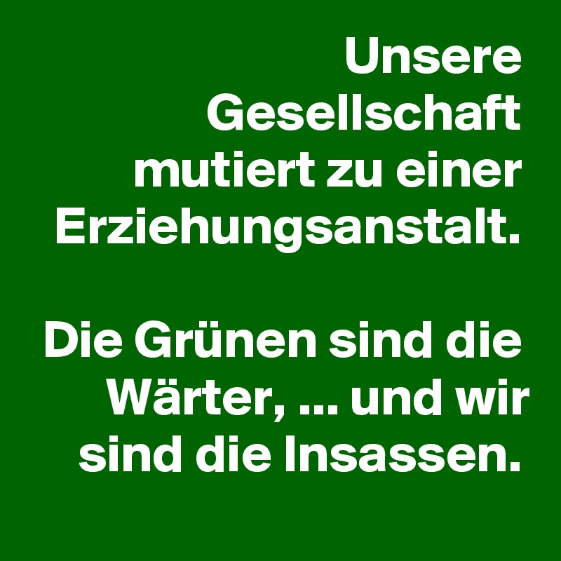 Unsere Gesellschaft mutiert zu einer Erziehungsanstalt.

 Die Grünen sind die Wärter, ... und wir sind die Insassen.
