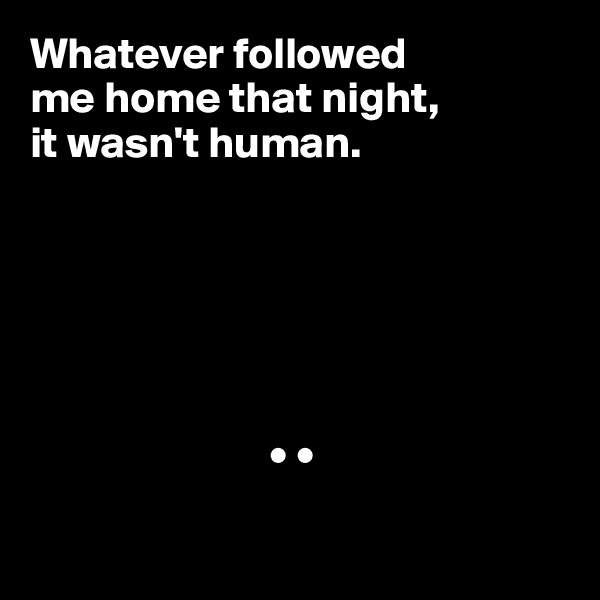 Whatever followed 
me home that night, 
it wasn't human.






                           • •

