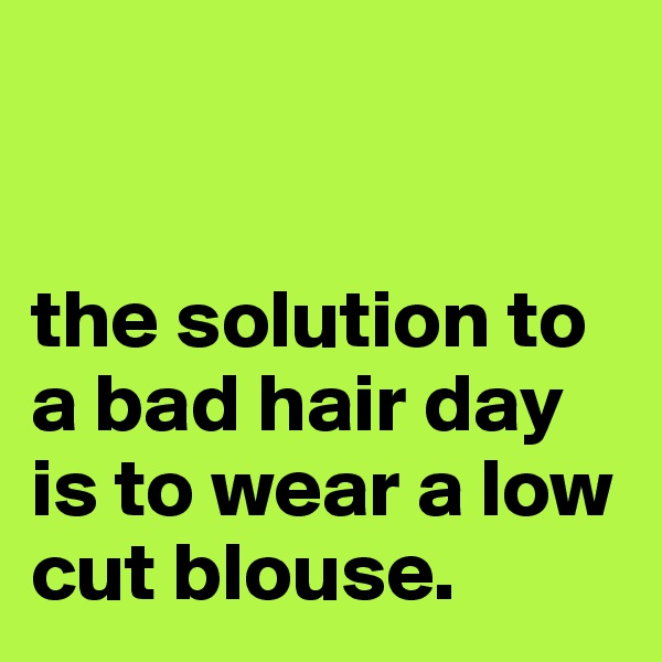 


the solution to a bad hair day is to wear a low cut blouse.