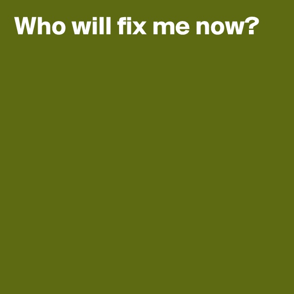 Who will fix me now?








