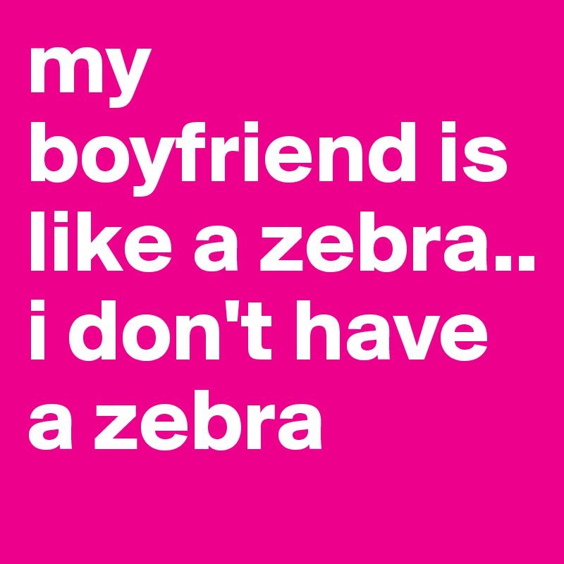 my boyfriend is like a zebra.. i don't have a zebra