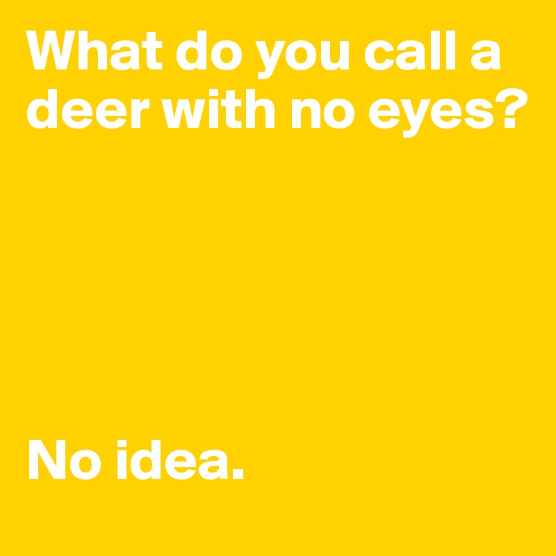 What do you call a deer with no eyes?





No idea.