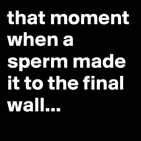 that moment when a sperm made it to the final wall...