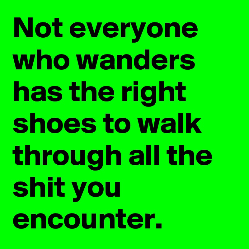 Not everyone who wanders has the right shoes to walk through all the shit you encounter.