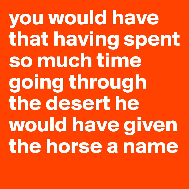you would have that having spent so much time going through the desert he would have given the horse a name