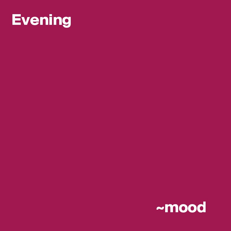 Evening

     


                





                                             ~mood