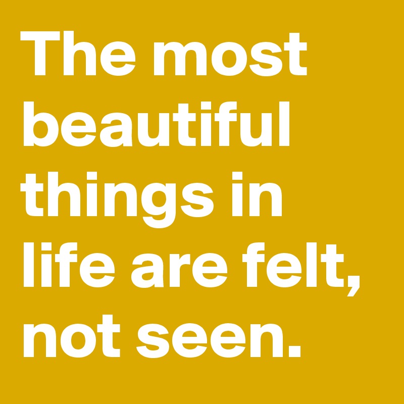The most beautiful things in life are felt, not seen.