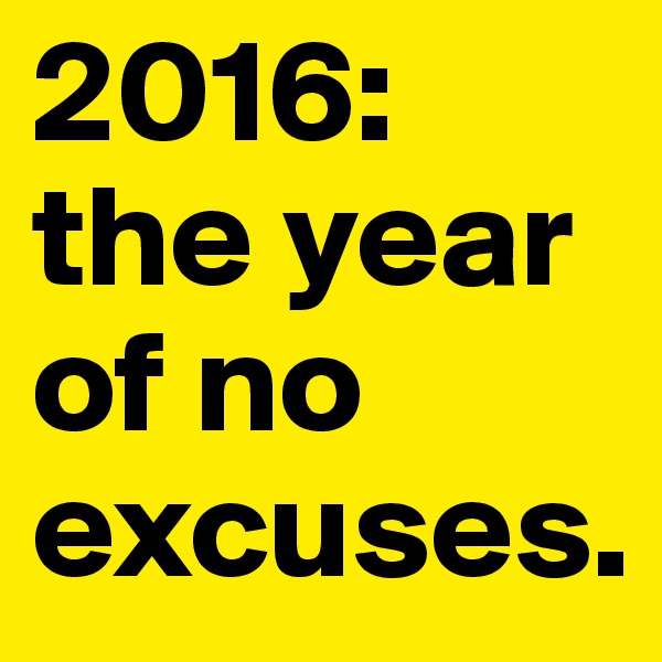 2016:
the year of no excuses. 